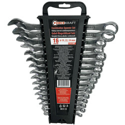 Zestaw Komplet Klucze płasko-oczkowe kluczy płasko-oczkowych 16el 6-24mm stal Cr-V FORCEKRAFT