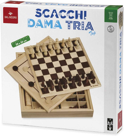 OUTLET Dal Negro Zestaw do grania Szachy Warcaby Tria Drewniany