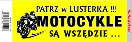 5x NAKLEJKA WLEP NA AUTO SAMOCHÓD SAMOPRZYLEPNA NAKLEJKI WLEPKA PATRZ W LUSTERKA! MOTOCYKLE żółty 17 x 6,5cm 1/02141