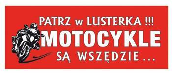 5x NAKLEJKA WLEP NA AUTO SAMOCHÓD SAMOPRZYLEPNA NAKLEJKI WLEPKA PATRZ W LUSTERKA! MOTOCYKLE  17 x 6,5cm 1/02142