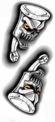 5x NAKLEJKA WLEP ZNACZEK TATTOO NA AUTO FOLIA SAMOPRZYLEPNA DWA WŚCIEKŁE TŁOKI 15 x 9cm 1/04143