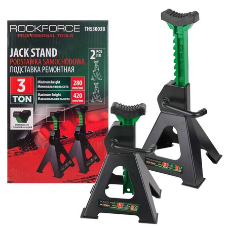 2x Kobyłki podstawki podpory samochodowe warsztatowe stojak naprawczy 3t ROCKFORCE