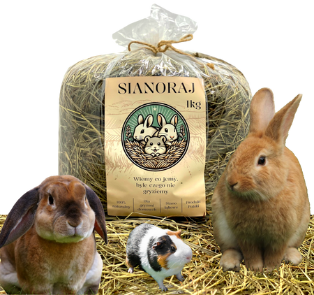 5 x SIANO SIANKO ŁĄKOWE DLA KRÓLIKÓW GRYZONI ŚWINKI MORSKIEJ DUŻE 1KG ZAPAS NATURALNE POLSKIE