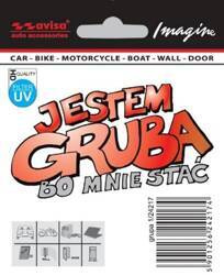 5x NAKLEJKA WLEP ZNACZEK TATTOO NA AUTO FOLIA SAMOPRZYLEPNA JESTEM GRUBA BO MNIE STAĆ 9,5 x 6,5cm 1/24217