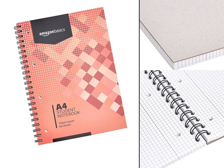 AMAZON Notatnik A4 kołozeszyt 80 kartek Notes KRATKA 70g