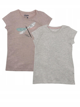 Koszulki t-shirty dziewczęce krótki rękaw 2szt 146