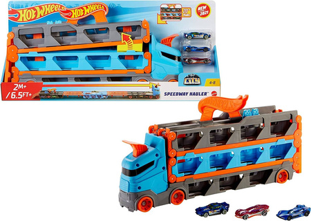 OUTLET Hot Wheels Transporter Autek Tory Wyścigowe + 3auta