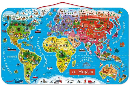 OUTLET Janod Puzzle Magnetyczne Mapa Świata 92 el J05504