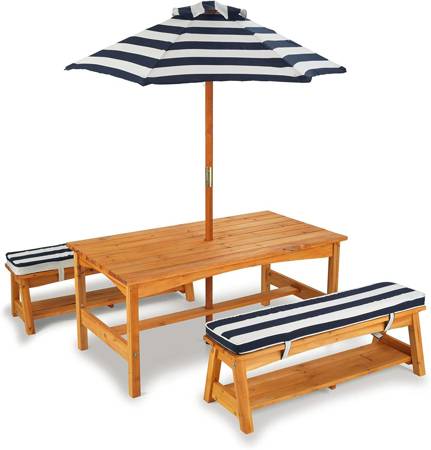 OUTLET KidKraft Ogrodowy Drewniany Stół ławki parasol poduszki