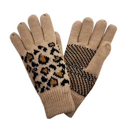 Rękawiczki zimowe ciepłe damskie rękawice panterka
