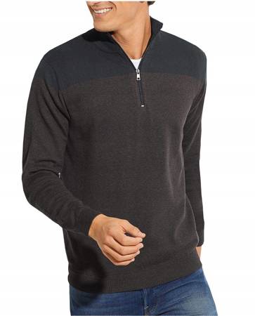Sweter męski ze stójką zapinany bluza z zamkiem L